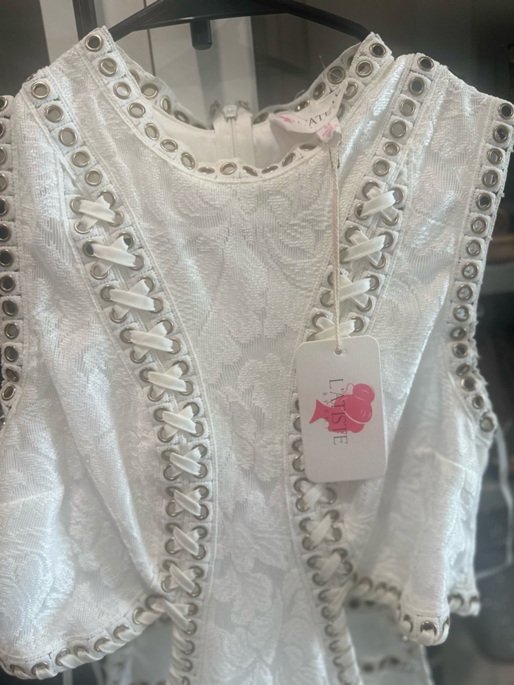NWT L’atiste Lace Cutout Bridal style maxi dress summer boho fancy sz M festival - Picture 7 of 7